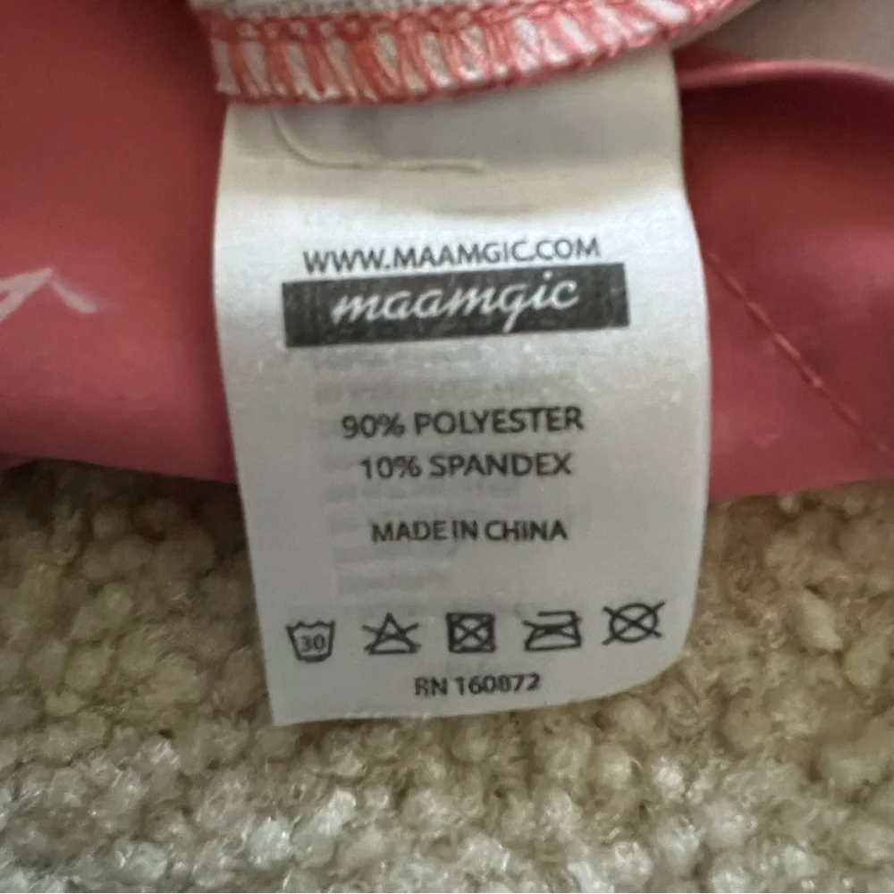 Maamgic Men Swim Shorts Trunks Sz Small 5.5 Quick Dry Pool Beach Coral Flamingo